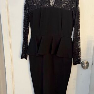 Boohoo Black Lace Long Sleeve Dress
